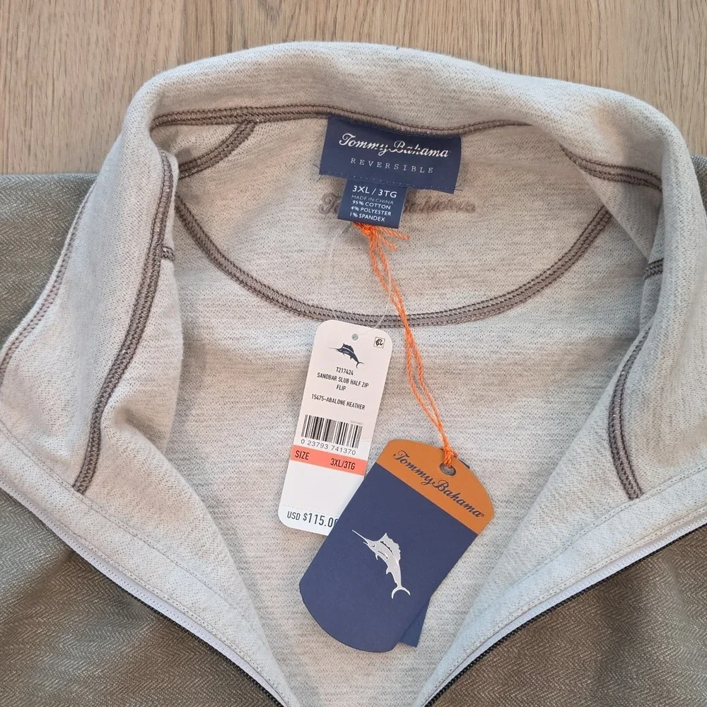 Tommy Bahama‎ Mens 3XL Sandbar Slub Half Zip Flip Reversible Pullover T217424